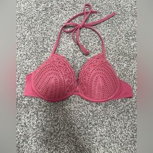 34B Rose pink crochet bikini top